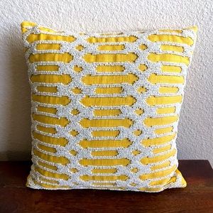 PIER1 Small Mustard Yellow Beaded Throw Pillow